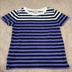 LOFT Purple and Navy Striped Tee